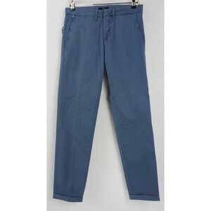 New Fay Men's‎ 32 x 29 Slim Blue Micro Houndstooth Cotton Flat Cuffed Trousers